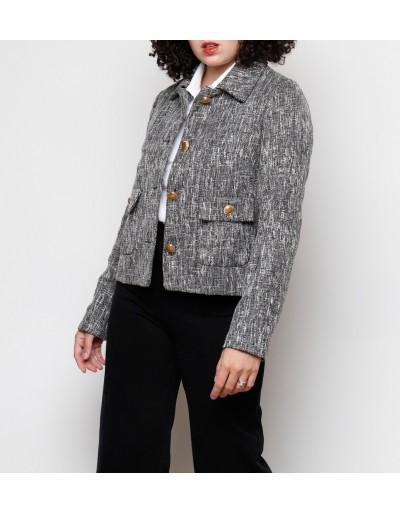 CHAQUETA GRIS BOTON ORO 
