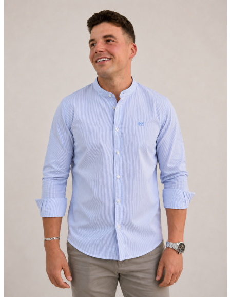 CAMISA C/MAO RAYAS CELESTE