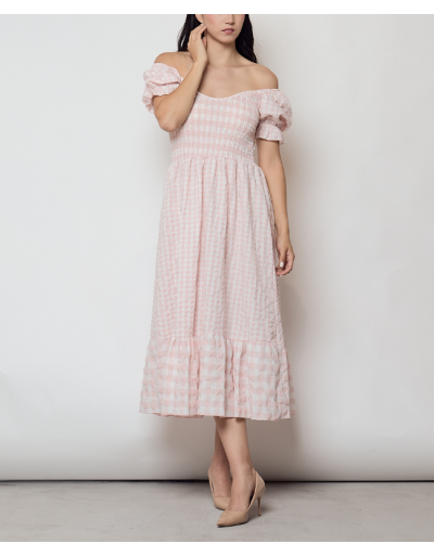 VESTIDO CUADROS ROSA