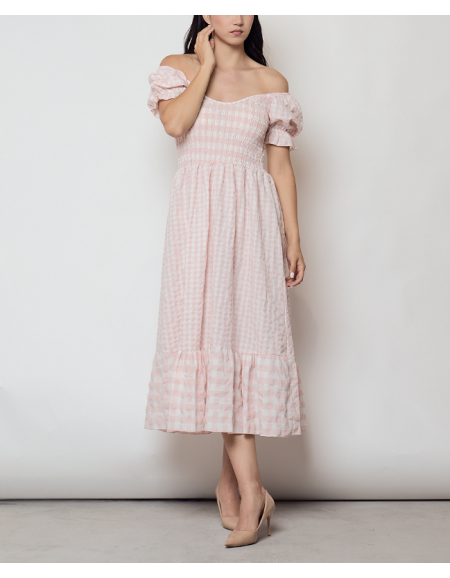 VESTIDO CUADROS ROSA