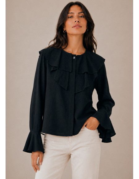 BLUSA VOLANTE NEGRO