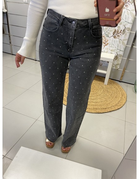 PANTALÓN PUNTOS ANCHO GRIS