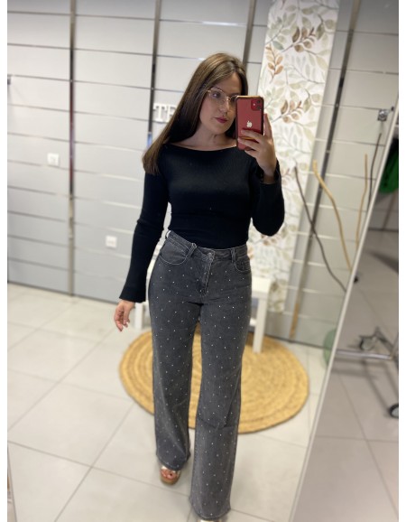PANTALÓN PUNTOS ANCHO GRIS